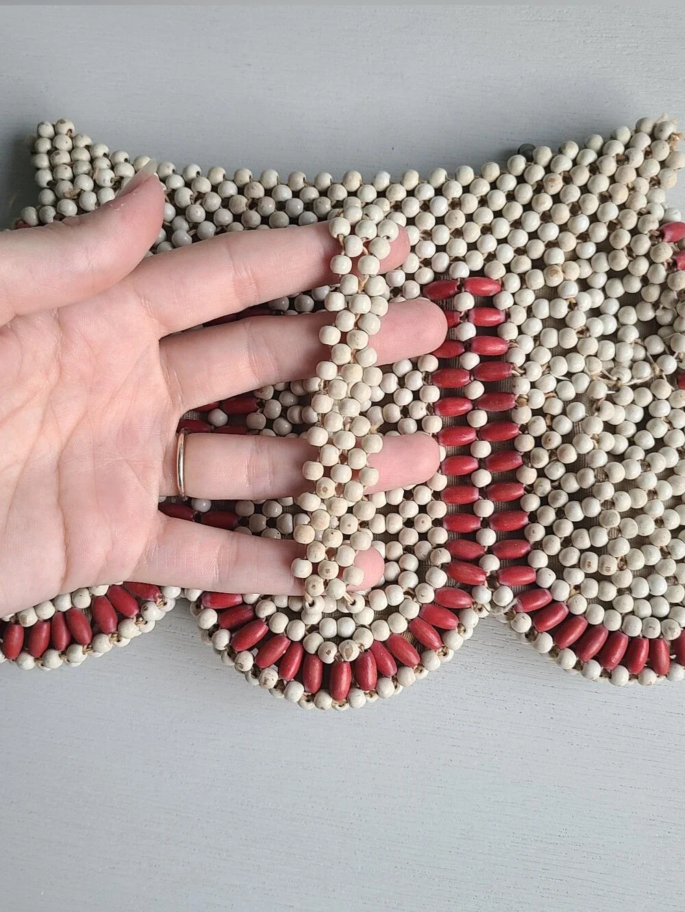 Vintage Wood Bead Clutch 1930s 1940s